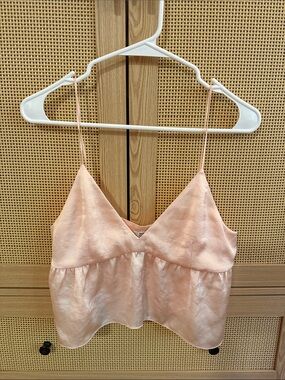 Little Moon Peach Satin Crop Cami Top